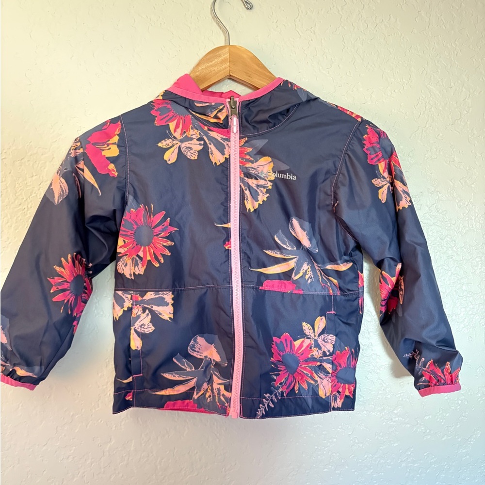 Columbia Kids Floral Jacket in Navy and Pink